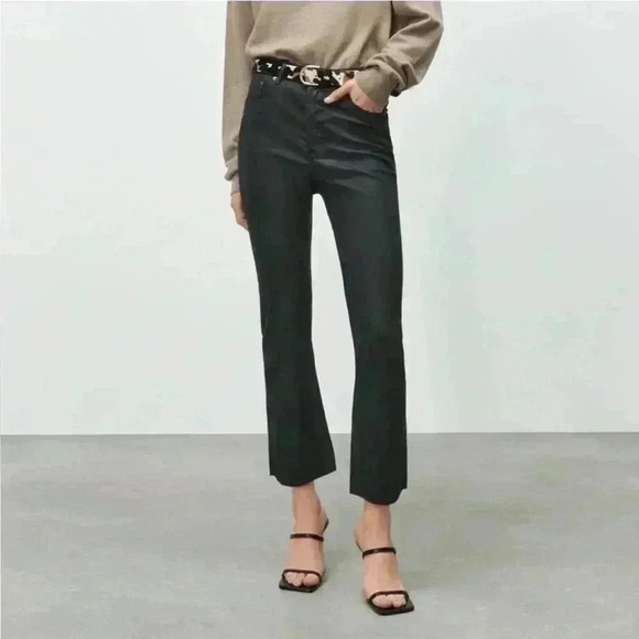 Zara women’s 4 black The Dreed Flare Pants high waist cropped NWT casual career - Picture 2 of 12